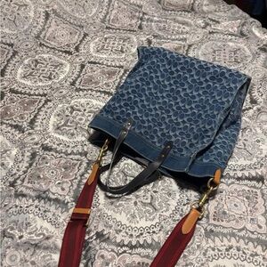 Coach Blue and Red Tote Bag